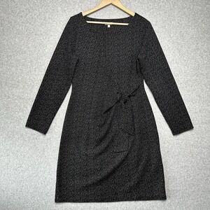 TALBOTS Womens Sweater Dress Side Tie Black Speckled Knit A-Line Size 10